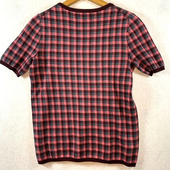 Ann Taylor Womens Plaid Knit Top Sz S Preppy Academia Ivy League Old Money - Picture 3 of 6